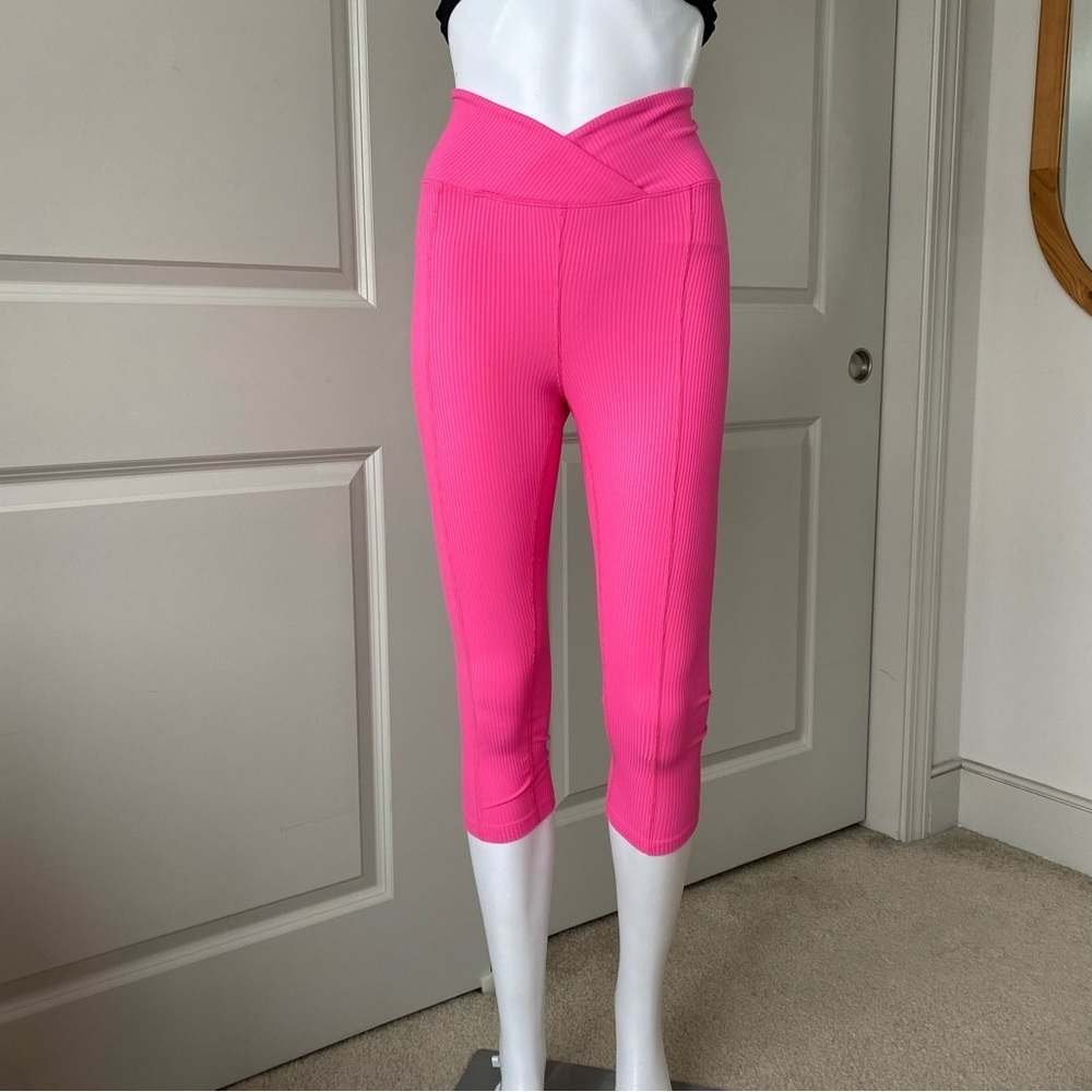 Year Of Ours V‎ Waist Ribbed Capri, Color Hot Pink, Size S